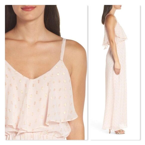 Charles Henry Popover Cami Maxi Dress size Medium in Pink/Gold - Picture 2 of 15